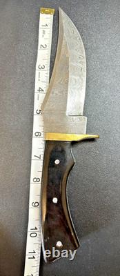 Vintage Trails End Knife Company TEKC Damascus Fixed Blade Hunting Knife Unused