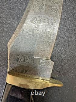 Vintage Trails End Knife Company TEKC Damascus Fixed Blade Hunting Knife Unused Vintage Trails End Knife Company TEKC Damascus Fixed Blade Hunting Knife Unused