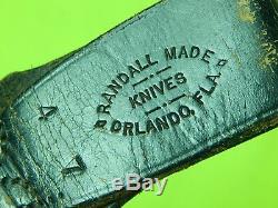 Vintage US 1950-60's Custom Handmade RANDALL Hunting Stag Knife & Sheath Stone