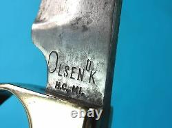 Vintage US Olsen OK Michigan Hunting Fighting Knife with Sheath