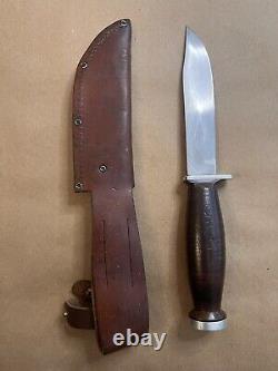 Vintage US Schrade Walden H-15 Fighting Hunting Knife with Sheath
