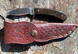 Vintage USA CASE XX LI'L DEVIL Fixed Stainless Blade Knife & Sheath Wood Handle