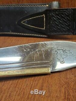 Vintage USA Case XX 1836 Davy Crockett Bowie Fixed Blade Hunting Knife with Sheath