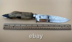 Vintage Ukrainian Deer Foot Hunting Knife Wooden Sheath Handmade