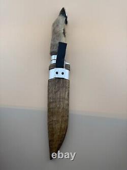 Vintage Ukrainian Deer Foot Hunting Knife Wooden Sheath Handmade