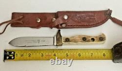 Vintage Ultra HI MUZZLE LOADERS PIONEER Knife Stag Handle withLeather Sheath