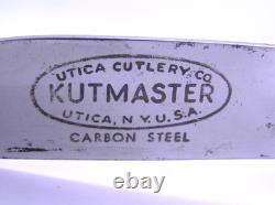 Vintage Utica Kutmaster USA Etch Bone Stag Bowie Knife & Sheath Hunting Knives