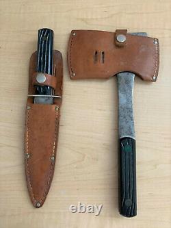Vintage Utica Sportsman Fixed Knife & Hatchet Set withHolster & Sheath Made in USA