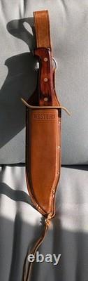 Vintage Vietnam Era Western W49 USA Bowie Knife Large Fixed Blade Wood Handle