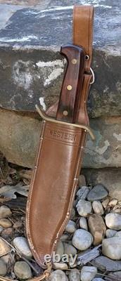 Vintage Vietnam Era Western W49 USA Bowie Knife Large Fixed Blade Wood Handle