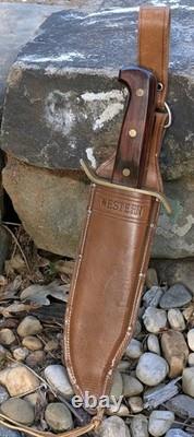 Vintage Vietnam Era Western W49 USA Bowie Knife Large Fixed Blade Wood Handle