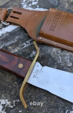 Vintage Vietnam Era Western W49 USA Bowie Knife Large Fixed Blade Wood Handle
