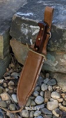 Vintage Vietnam Era Western W49 USA Bowie Knife Large Fixed Blade Wood Handle