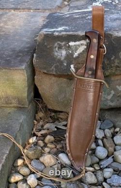 Vintage Vietnam Era Western W49 USA Bowie Knife Large Fixed Blade Wood Handle