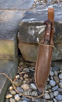 Vintage Vietnam Era Western W49 USA Bowie Knife Large Fixed Blade Wood Handle
