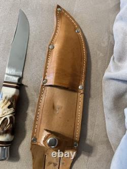 Vintage W. Willms Bowie Hand Carved Stag Piggyback Germany Knife Hunting Set