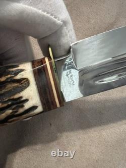 Vintage W. Willms Bowie Hand Carved Stag Piggyback Germany Knife Hunting Set