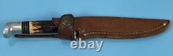 Vintage WESTERN Mod S-H48A Stag Grip Hunting Knife 4.50 Blade withOEM Sheath USA