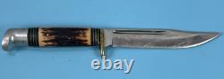 Vintage WESTERN Mod S-H48A Stag Grip Hunting Knife 4.50 Blade withOEM Sheath USA