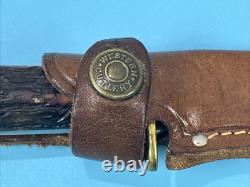 Vintage WESTERN Mod S-H48A Stag Grip Hunting Knife 4.50 Blade withOEM Sheath USA