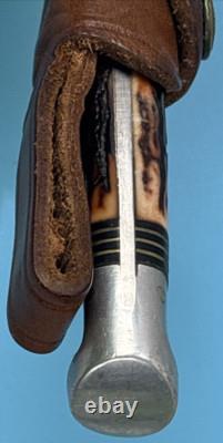 Vintage WESTERN Mod S-H48A Stag Grip Hunting Knife 4.50 Blade withOEM Sheath USA