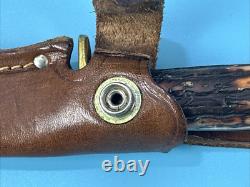Vintage WESTERN Mod S-H48A Stag Grip Hunting Knife 4.50 Blade withOEM Sheath USA