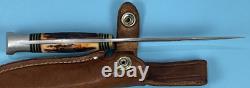Vintage WESTERN Mod S-H48A Stag Grip Hunting Knife 4.50 Blade withOEM Sheath USA