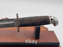 Vintage Western Baby Shark Fighting Knife leather handle withsheath-44.25