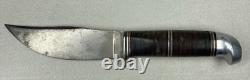 Vintage Western Boulder, Colo Fixed Blade Knife Stacked Leather 3 Stripe Handle