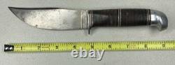 Vintage Western Boulder, Colo Fixed Blade Knife Stacked Leather 3 Stripe Handle