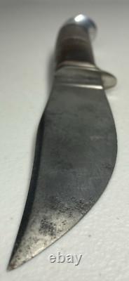 Vintage Western Boulder, Colo Fixed Blade Knife Stacked Leather 3 Stripe Handle
