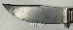 Vintage Western Boulder, Colo Fixed Blade Knife Stacked Leather 3 Stripe Handle