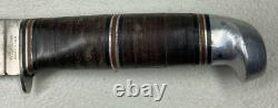 Vintage Western Boulder, Colo Fixed Blade Knife Stacked Leather 3 Stripe Handle