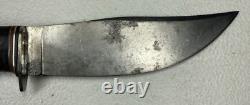 Vintage Western Boulder, Colo Fixed Blade Knife Stacked Leather 3 Stripe Handle