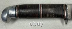 Vintage Western Boulder, Colo Fixed Blade Knife Stacked Leather 3 Stripe Handle