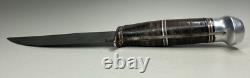 Vintage Western Boulder, Colo Fixed Blade Knife Stacked Leather 3 Stripe Handle
