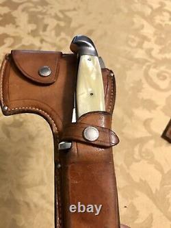 Vintage Western Boulder Colorado Knife / Hatchet Combo Set With Leather Sheath