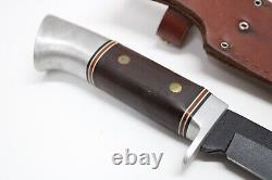 Vintage Western Cutlery USA W36 Hunting Knife with Black Blade & Leather Sheath