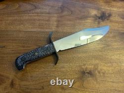 Vintage Western Fixed Blade Bowie Hunting Knife With Leather Sheath 14.5