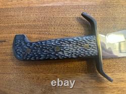 Vintage Western Fixed Blade Bowie Hunting Knife With Leather Sheath 14.5