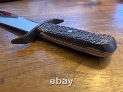 Vintage Western Fixed Blade Bowie Hunting Knife With Leather Sheath 14.5
