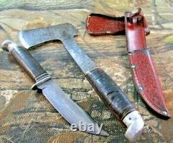 Vintage Western Hatchet & L-66 Knife Boulder Colo USA Pat D WithOriginal Sheath