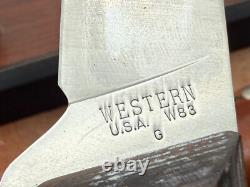 Vintage Western Knife W83 G Fixed Blade wood handle withOriginal Sheath-1099.25