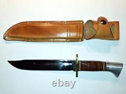 Vintage Western USA L46-8 Leather Handle Hunting Knife with Correct Sheath