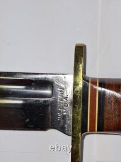 Vintage Western USA L46-8 Leather Handle Hunting Knife with Correct Sheath