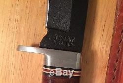 Vintage Western USA W36 Fixed Black Blade Knife with Sheath