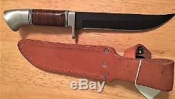 Vintage Western USA W36 Fixed Black Blade Knife with Sheath