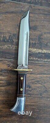 Vintage Western USA W46-8 Fixed Blade Combat Bowie Knife With Leather Sheath