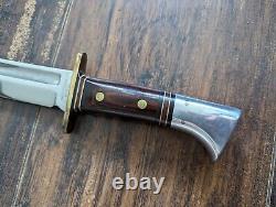 Vintage Western USA W46-8 Fixed Blade Combat Bowie Knife With Leather Sheath