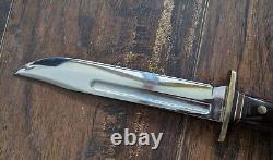 Vintage Western USA W46-8 Fixed Blade Combat Bowie Knife With Leather Sheath